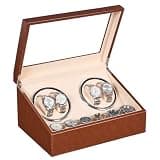 ANWBROAD Watch Winder for Automatic Watches, Automatic Watch Winder Box with 4 Watch Rotator and 6 Extra Storages, 4 Watch Winder with Japanese Quiet Motor, Watch Winders for Men & Women, UJWW012Z
