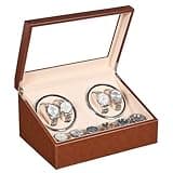 ANWBROAD Watch Winder for Automatic Watches, Automatic Watch Winder Box with 4 Watch Rotator and 6 Extra Storages, 4 Watch Winder with Japanese Quiet Motor, Watch Winders for Men & Women, UJWW012Z