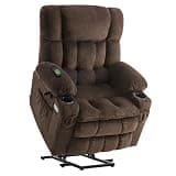 MCombo Dual Motor Power Lift Recliner Chair with Massage and Heat for Elderly People, Infinite Position, USB Ports, Cup Holders, Fabric 7890 (Medium, Mocha)