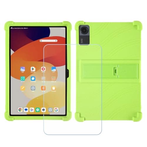 FZZSZS Case for DEERTiME E15 Tablet + Tempered Glass Screen Protector Protective Film,Soft Gel Green Shell Silicone Tablet Cover for DEERTiME E15 (10.1")