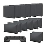 Aoxun 14pcs Patio Cushion Covers Replacement, Waterproof Outdoor Furniture Cushion Covers with Zipper and Non-Slip Bottom, Patio Sofa Couch 3 Sizes for Patio Sectional, Covers Only (Grey)