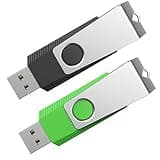 Aiibe 64GB Flash Drive 2 Pack 64GB USB Flash Drive Thumb Drive Zip Drive USB 2.0 Memory Stick USB Drive with Keychain (64G, 2 Colors: Black Green)