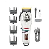 DAXXIN Hair Cutting Tool, Hair Clipper Cordless Hair Cutting Machine Professional Barber Adjustable Hair Trimmer Digital Display Clipper for Men -(White)