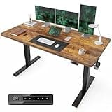 CubiCubi 55 x 28 Large Standing Desk, Height Adjustable Electric Computer Desk, 28" Deep Desktop, Sit Stand up Home Office Workstations with 4 Preset Heights, Rustic Brown