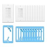 VCE Brush Wall Plate with Mounting Bracket 10-Pack, Cable Pass Through Insert Single Gang Wall Cover for Low Voltage Cables, Cord Hider for Wall Mount TV, Home Theater System (White+Blue)