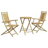 KTPRTOCK 3 Piece Bistro Set Bamboo Patio
