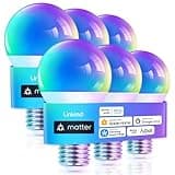 Linkind Matter Smart Light Bulb, WiFi Smart Bulbs, Work with Apple Home, Siri, Alexa, Google, SmartThings, AiDot, RGBTW Color Changing Bulbs Mood Lighting, Music Sync, A19 E26 60W, 2.4Ghz WiFi 6 Pack