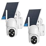 ELYSOO 4G LTE Cellular Security Camera, 2 Pack Solar Powered Outdoor Cameras No WiFi Needed for Farm&Ranch, 360° View, 2K Night Vision, Built in SIM Card(Support Verizon/AT&T/T-Mobile) - White