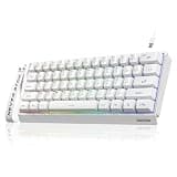 SEUNKWANG F61 60% Gaming Keyboard Wired, RGB Backlit Membrane Keyboard with PBT Keycaps, Compact Design, Lanyard Wired Keyboard for Mac/Win (White, Wired)