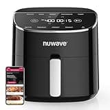 Nuwave Brio Plus Air Fryer 8 Qt, New & Improved, PFAS-FREE, 7 Digital One-Touch Cook Functions that AIR FRY, BAKE, ROAST, DEHYDRATE, TOAST, REHEAT, PREHEAT, 150 Presets, 50°F~400°F (Black)
