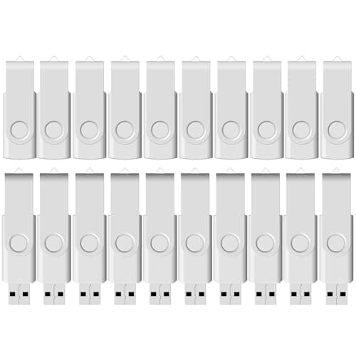 Flash Drive Bulk 8GB USB 20 Pack FEWINA USB2.0 USB Drives Pack Thumb Drive Bulk Swivel Memory Stick Zip Drive for Storage and Backup White 20PCS 8GB