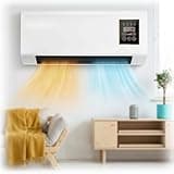 1800W Wall Mounted Air Conditioner Fan and Heater Combo with Towel Drying Rack, Ductless Mini AC Unit Heating System, Windowless Portable Space Cooler for Bathroom Office, 2-Screw Mount