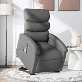 HBFDSFG Power Lift Manual Recliner Chair with 6 Massage Points, Dark Gray Fabric Stand Up Massage Recliner for Elderly, Side Pocket and USB Powered