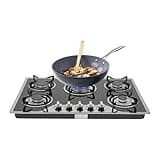 NOEUKDSSO Gas Cooktop, 5 Burners Gas Stove Top, NG/LPG Stove Cooktop Hob Kitchen Cooker for Home Kitchen, Restaurant, Hotel, Canteen