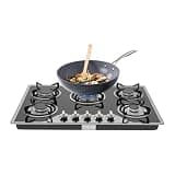 NOEUKDSSO Gas Cooktop, 5 Burners Gas Stove Top, NG/LPG Stove Cooktop Hob Kitchen Cooker for Home Kitchen, Restaurant, Hotel, Canteen