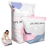 No Pump Vacuum Storage Bags for Clothing, Large Reusable Press Seal Compression Organizer, Space Saver for Travel and Closet Organization (Small+Large, 1PCS)