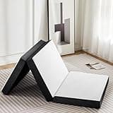 KMFurnila Folding Memory Foam Pads, 4" Tri-Fold Full Topper with Washable Cover, Non-Slip Portable Guest Floor Bed for Travel Camping