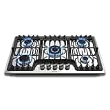 TOPWISH 36 Inch Gas Cooktop, 5 Burners Built-in Gas Stove Top, NG/LPG Convertible Stainless Steel Drop-in Propane Cooktop with Thermocouple Protection for Kitchen RV Apartments