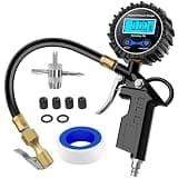 Nilight 50026R Digital Tire Inflator Pressure Gauge,250 PSI Air Chuck and Compressor Accessories Heavy Duty with Rubber Hose Quick Connect Coupler for 0.1 Display Resolution