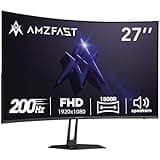 Amzfast 27 inch 200Hz Curved Gaming Monitor, FHD 1080p with Built-in Speakers, FreeSync, MPRT 1ms, 130% sRGB, 3000:1, 1500R, VESA Mount, HDMI 2.0&DP 1.4, 12 Months Warranty Exchange, AMZG27C1