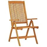 UERNGFTKM Solid Eucalyptus Wood Folding Patio Chairs 2 Pack, Adjustable 5 Position Reclining Garden Armchairs for Outdoor Terrace