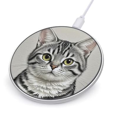 Pencil Style Cat Wireless Charger Portable Fast Charging Pad Lightweight Wireless Charging Station for Phone Slim Charge Mat for Travel Home Office Desk