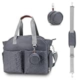 Diaper Bag Tote with Pacifier Holder Case for Mom and Dad, Multi-Function Travel Adjustable Shoulder Strap (Dark Gray)
