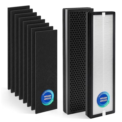 HFD300 Replacement Filter Compatible with Honeywell Air Genius 3 4 5 6 Series HFD310 HFD320 HFD360, H13 Grade Mechanical Media for Wildfire Smoke, Pet Dander & Odors, 10-Piece Set (2+8)