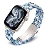 Calina Super Light Resin Band fits Apple Watch Bands for Women 42mm (Series 11/10) 41mm 40mm 38mm, Cute Fancy Dressy iWatch Bands for Apple Watch Series 11 10 9 8 7 6 5 4 3 2 2 1 SE, Blue