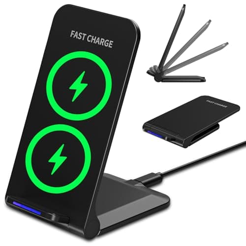 Wireless Charger Stand, Foldable, 15W Fast Wireless Charging Station Compatible with iPhone 17 16 15 14 13 12 Pro Max, Phone Charger Dock for Samsung Galaxy S26 S26+ S25 S24 S23 S22 Note 20 & Android
