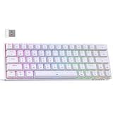 DIERYA DK63 60% Wireless Mechanical Gaming Keyboard | Bluetooth/2.4G/Wired Keyboard | RGB Backlit Compact 63 Keys Mini Office Keyboard | with Red Switch | for Windows Laptop PC Gamer Typist-White