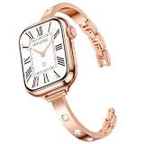 MOINSPIRE Rose Gold Slim Bands for Women Compatible with Apple Watch 42mm(S10/11) 41mm 40mm 38mm, Stainless Steel Stylish Diamond Bracelet, Dressy Strap for iWatch Series 11/10/9/8/7/6/5/4/3/2/1/SE