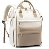 LOVEVOOK Laptop Backpack for Women 15.6 Inch, Travel Backpack with USB Charging Port Large Capacity Laptop Bag, Waterproof Bag for Business College Airline Approved Work Backpack(Beige)