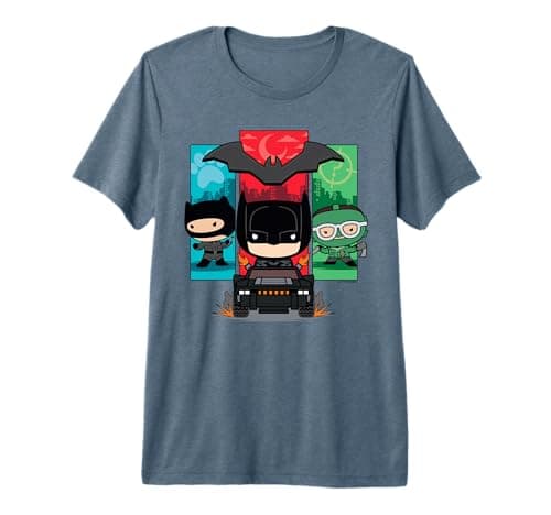 The Batman Catwoman Riddler Panels Chibi Premium Tri-Blend T-Shirt