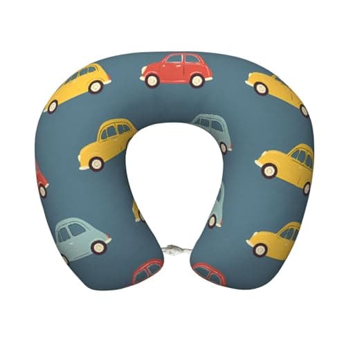 Retro Colorful Car Travel Pillow Super Lightweight Portable Memory Foam U Shaped Neck Pillows Detachable