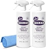 FOLEX Instant Carpet Spot Remover 32 oz – Powerful Stain Remover for Carpets, Upholstery & Rugs – Eliminates Pet Stains, Grease, Red Wine, Food, Makeup & More – With Reusable Cleaning Cloth - 2 Pack