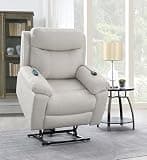 GOWE Chriki Beige Polished Microfiber Power Recliner w/Lift & Heating & Massage