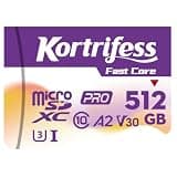 Kortrifess 512GB Micro SD Card, microSDXC TF Card UHS-I Flash Memory Card, Read Speed 130MB/s, C10, U3, A2, V30 for DSLR Camera 4K UHD Full HD Video Recording