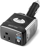 BESTEK 150W Power Inverter, DC 12V to AC 110V Voltage Converter PD 30W QC 18W Dual Charging Ports, Car Charger Power Adapter with Rotatable Plug & Safety Protection for Road Trip, Camping, Laptop
