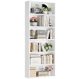 FOTOSOK 6-Tier Open Bookcase and Bookshelf, Freestanding Display Storage Shelves Tall Bookcase for Bedroom, Living Room and Office, White