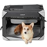 Lesure Collapsible Dog Crate - Portable Travel Kennel for Medium Dog, 4-Door Pet Crate with Mesh Windows, Indoor & Outdoor, Charcoal Gray
