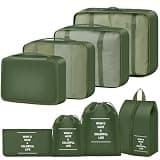 YEEYAA Packing Cubes for Travel- 8 Set Luggage Organizer Bags for Family, Mesh Breathable Travel Packing Cubes for Suitcases Durable Travel Essentials Bags Set (Deep Green, 8 Set)