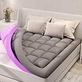 BDEUS Dual Layer 5 Inch Memory Foam Mattress Topper Queen Size, 2 Inch Gel Memory Foam Plus 3 Inch 1450 GSM Down Alternative Quilted Pillow Top Mattress Pad Cover,Dark Gray