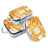 Portable 3 Set Packing Travel Organizer 100% Polyester Bags Organizer For Luggage, Bread Cute Japanese Cartoon (3 Set)
