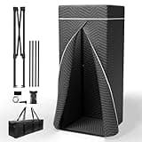 Portable Recording Booth for Home Studio, Foldable Sound Isolation Vocal Shield with Floor Stand, High-Density Acoustic Blanket Enclosure for Singing, Voiceover & Podcast, Includes Phone Holder
