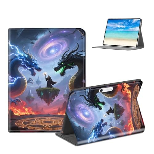 TAOLYUNI for Microsoft Surface Pro 4/5/6/7 12.3 Inch Cover, PU Leather Folio Case, Shockproof, Durable, Multi-Angle Stand, Auto Wake/Sleep, Wizard Dragons Galaxy