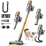 EzyTidy Cordless Vacuum Cleaner, 55KPa 650W 70Mins Stick Vacuum Cleaners for Home, Self-Standing Handheld Vacuum with 3.3Ft Extendable Hose, LED Touch Screen for Pet Hair/Floor/Carpet