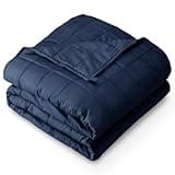 Bare Home Weighted Blanket All-Natural 100% Cotton with Nontoxic Glass Beads 40"x60" 10lbs, Dark Blue