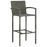 DXKDUSOKJ Modern 2-Piece Bar Stool Set Gray PE Rattan with Powder-Coated Steel Frame, Indoor Outdoor Use with Built-in Footrest