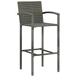 DXKDUSOKJ Modern 2-Piece Bar Stool Set Gray PE Rattan with Powder-Coated Steel Frame, Indoor Outdoor Use with Built-in Footrest